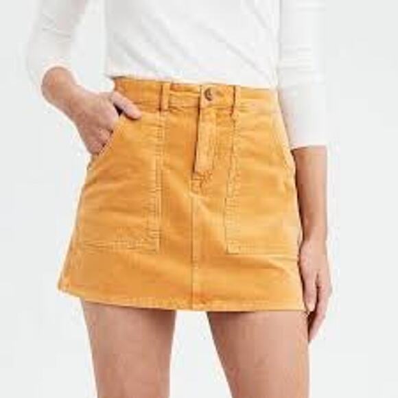 AMERICAN EAGLE Super Stretch Corduroy Mini Skirt High Rise Size 00 XXS ACADEMIA - Picture 1 of 5